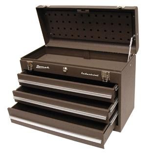 Homak 20in 3 Drawer Friction Toolbox   Brown   Tools   Tool Storage