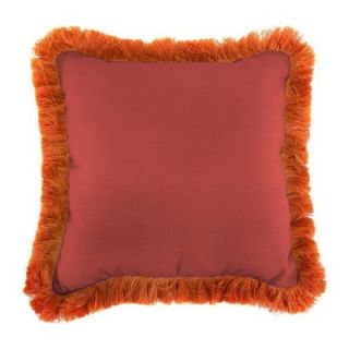 Jordan Manufacturing Sunbrella Canvas Henna Square Outdoor Throw Pillow with Tuscan Fringe DP980P1 659F27