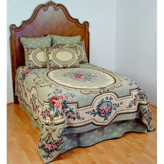 Aubusson King size Sage Tapestry Coverlet Set with Skirt   12118838