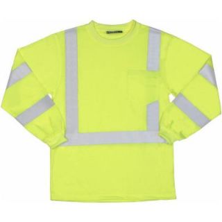 ERB 9603S Class 3 X Large Jersey Knit Long Sleeve T Shirt in Hi Viz Lime 62124
