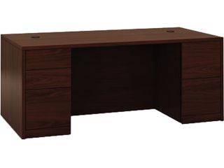 10500 Series Double Pedestal Desk, Full Height Pedestals, 72w x 36d, Mahogany