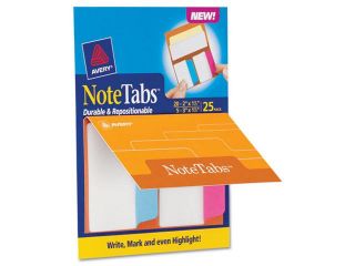 Avery 16389 NoteTabs Notes, Tabs and Flags in One, Neon Blue/Magenta/Yellow, 2/3", 25/PK