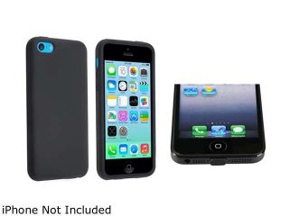 Insten Black Silicone Skin Case with Black Docking Port Plug Cap Compatible with Apple iPhone 5C 1530178