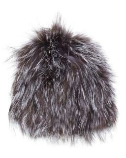 Adrienne Landau Knit Fox Fur Beanie Hat, Natural