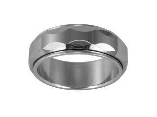 Tungsten 8mm Oval Faceted Spinner Band Ring (Size 9)