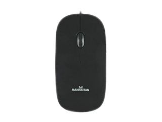 Manhattan 177658 Black 3 Buttons 1 x Wheel USB Wired Optical 1000 dpi Silhouette Mouse