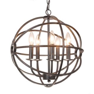 Benita 5 light Antique Bronze Metal Strap Globe Chandelier  