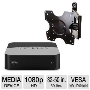 NetGear NeoTV NTV300 1080p HD Home Media Player and Omnimount 32   50 Full Motion Wall Mount 45 286 Bundle