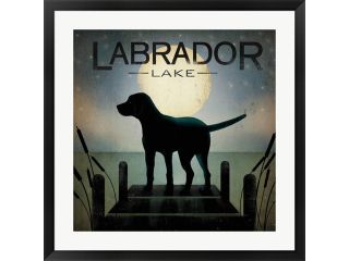 Moonrise Black Dog   Labrador Lake by Ryan Fowler Framed Art, Size 30.5 X 30.5