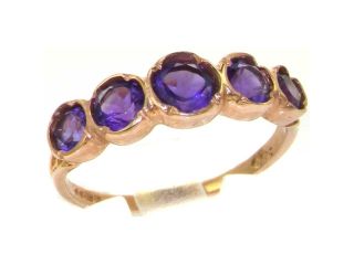 Solid English Rose 9K Gold Womens Amethyst Eternity Band Ring   Size 5.75   Finger Sizes 5 to 12 Available