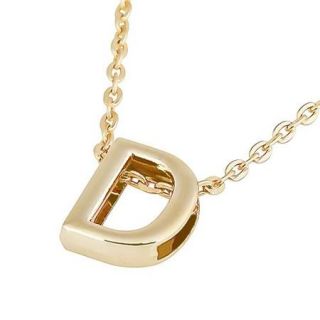 Zodaca Initial "D" Alphabet Letter Pendant Charm with Necklace Chain 7" Gold Plated