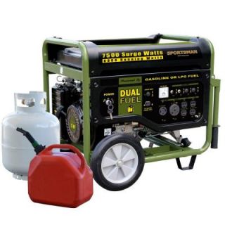 Sportsman 7,500 Watt Dual Fuel Generator with Electric Start and Runs on LPG or Regular Gasoline GEN7500DF