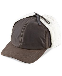 Woolrich Waxed Cotton Winter Trapper Cap with Sherpa Lined Earflaps