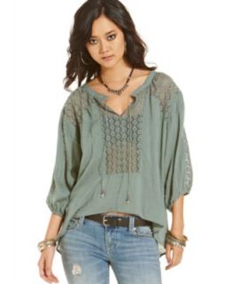 Free People Long Sleeve Lace Plaid Blouse   Tops   Women