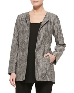 Eileen Fisher Crinkle Jacquard Long Jacket, Rye