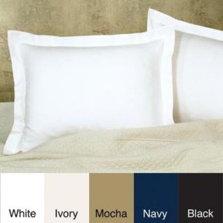 Cotton Blend Poplin Tailored Decorative Pillow Shams (Pack of 2) Standard   Ivory