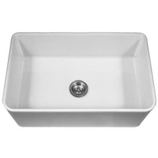 HOUZER Platus Series Farmhouse Apron Front Fireclay 33 in. Single Bowl Kitchen Sink in White PTG 4300 WH