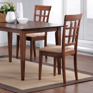 Solid Hardwood Grideback Brown Dining Chair (Set of 2)