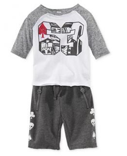 AMY COE Baby Boys 2 Piece 63 T Shirt & Skull Shorts Set   Kids