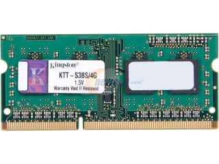 Kingston 4GB 204 Pin DDR3 SO DIMM DDR3 1333 System Specific Memory Model KTT S3BS/4G