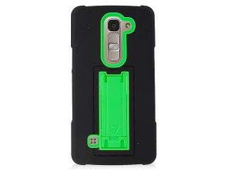 LG Spirit H443 Hard Cover and Silicone Protective Case   Hybrid Black/ Green Dual With Vertical Stand