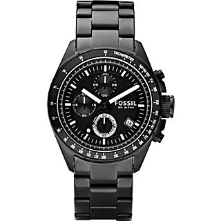 Fossil Mens Stainless Steel Chronograph Black Dial Watch with Black Dial Plating