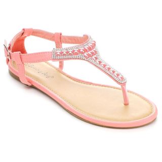 Sunny Day Zalia 4 Womens T Strap Rhinestone Buckle Strap Flat Sandals