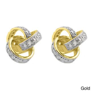 Finesque Sterling Silver Diamond Accent Love Knot Earrings