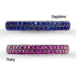 Sterling Silver Sapphire or Ruby Eternity Band