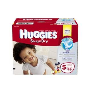 Huggies Snug & Dry Diapers, Size 5 (Over 27 lbs), Big Pack, 62 diapers