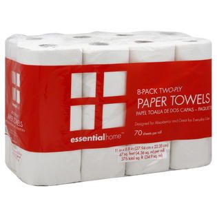 Essential Home Paper Towels, Two Ply, 8 rolls