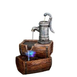 Alpine 2 Tier Barrel Fountain with LED Lights WIN826
