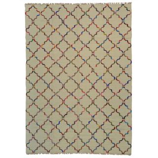 Handmade Flat Weave Durie Kilim Oriental Wool and Sari Silk Rug (10 x