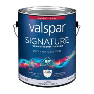 Valspar Signature Ultra White/Base A Eggshell Latex Interior Paint and Primer in One (Actual Net Contents 124 fl oz)