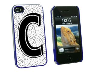 Letter C Initial Sprinkles Black White   Snap On Hard Protective Case for Apple iPhone 4 4S   Blue