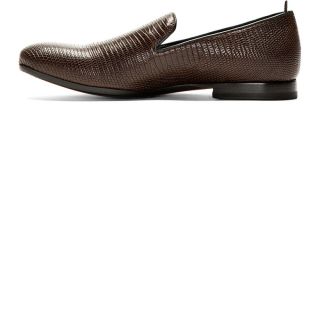 Alexander McQueen Brown Leather Reptile Loafers