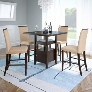 CorLiving 5pc Bistro 36 Counter Height Rich Cappuccino Dining Set