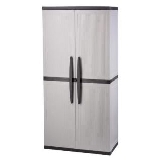 HDX 35 in. W 4 Shelf Plastic Multi Purpose Tall Cabinet in Gray 221872