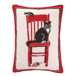 Cat and Chair Hook Wool Throw Pillow by Peking Handicraft