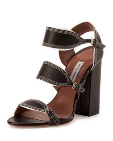 Tabitha Simmons Leather Triple Strap Sandal, Black