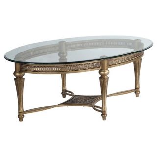 Magnussen Galloway Oval Cocktail Table with Glass Top   Brushed Pewter