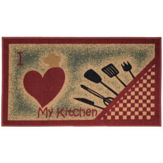 Love My Kitchen and Utensils Non Slip Kitchen Mat Rubber Back Rug (1
