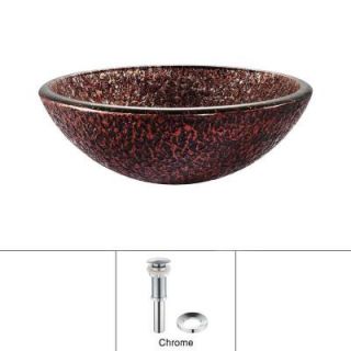 KRAUS Glass Vessel Sink with Pop Up Drain in Venus and Mounting Ring in Chrome GV 571  CH