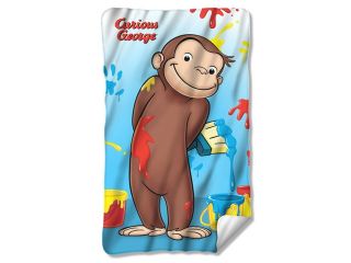 Curious George Paint Fleece Throw Blanket White One Size