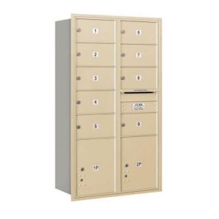 Salsbury Industries 55 in. 15 Door High Unit Sandstone Private Rear Loading 4C Horizontal Mailbox with 9 MB2 Doors and 2 PL5's 3715D 09SRP