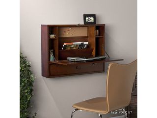 Theo Wall Mount Laptop Desk   Brown Mahogany