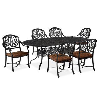 Home Styles Floral Blossom 7 Piece Charcoal Aluminum Patio Dining Set