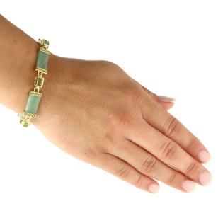 PalmBeach Jewelry  1.75 TCW Peridot and Green Jade Bracelet in Golden