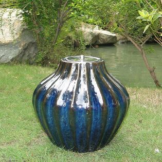 Smart Garden  Prometheus Ceramic Fire Pot 10 H in Blue Midnight