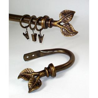 BCL  58LF28, Leaf Curtain Rod, Antique Gold Finish, 28 in. to 48 in.